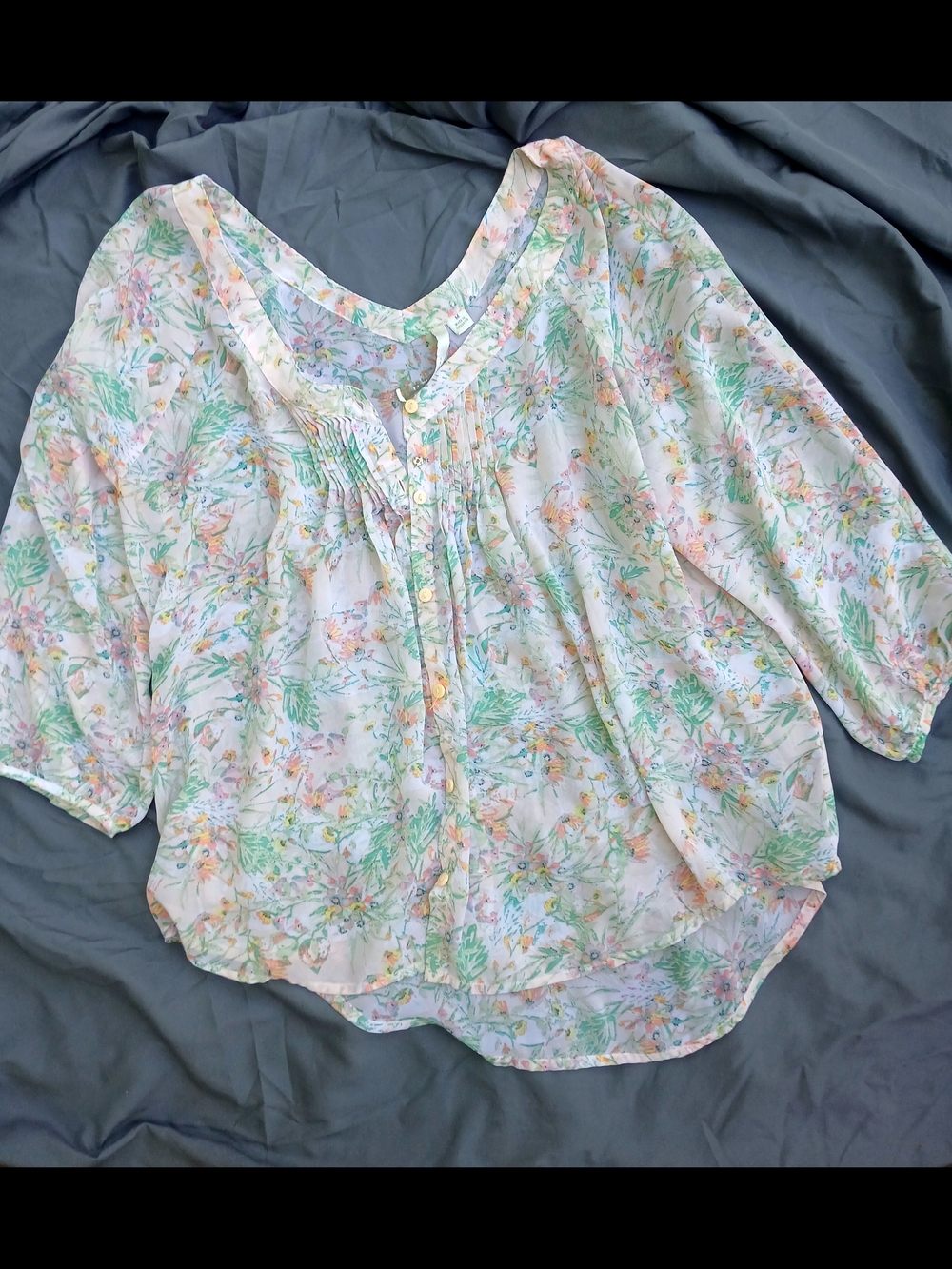 Floral Mesh Women’s Button Up Blouse